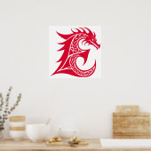 Dragon Styled Letter E, Dragon Alphabet, Monogram Poster (Küche)
