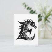 Dragon Styled Letter E, Dragon Alphabet, Monogram Postkarte (Stehend Vorderseite)