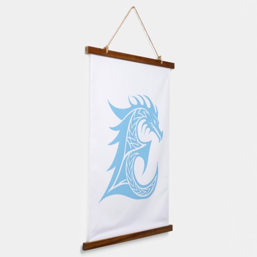 Dragon Styled Letter E, Dragon Alphabet, Monogram Wandteppich Mit Holzrahmen (Gewinkelt)