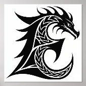Dragon Styled Letter E, Dragon Alphabet, Monogramm Foliendrucke (Vorderseite)