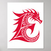 Dragon Styled Letter E, Dragon Alphabet, Monogramm Foliendrucke (Vorderseite)