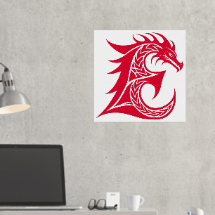 Dragon Styled Letter E, Dragon Alphabet, Monogramm Foliendrucke