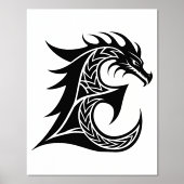 Dragon Styled Letter E, Dragon Alphabet, Monogramm Foliendrucke (Vorderseite)