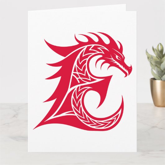 Dragon Styled Letter E, Dragon Alphabet, Monogramm Karte (Kleine Pflanze)