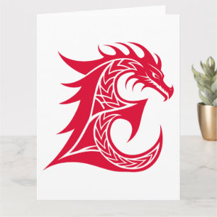 Dragon Styled Letter E, Dragon Alphabet, Monogramm Karte