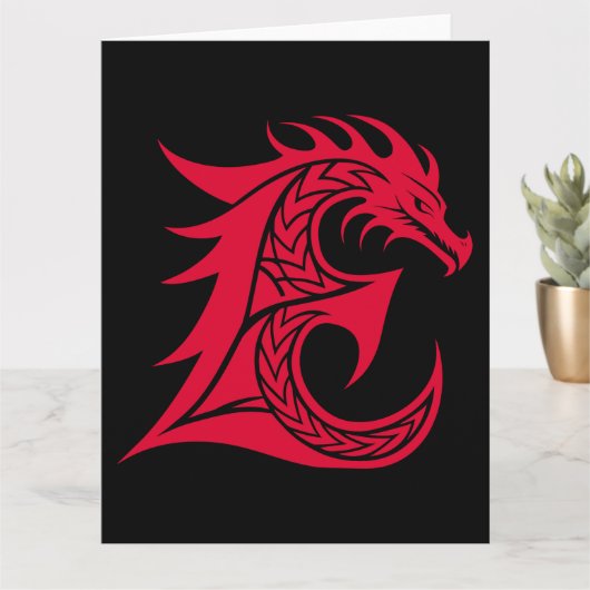 Dragon Styled Letter E, Dragon Alphabet, Monogramm Karte (Kleine Pflanze)