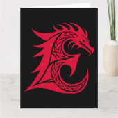 Dragon Styled Letter E, Dragon Alphabet, Monogramm Karte (Vorderseite)