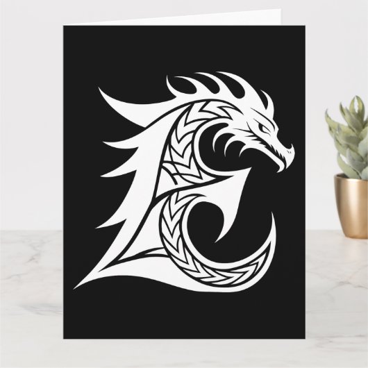 Dragon Styled Letter E, Dragon Alphabet, Monogramm Karte (Kleine Pflanze)