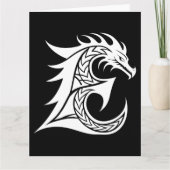 Dragon Styled Letter E, Dragon Alphabet, Monogramm Karte (Vorderseite)