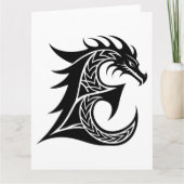Dragon Styled Letter E, Dragon Alphabet, Monogramm Karte (Vorderseite)