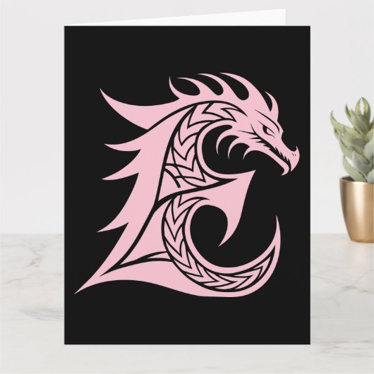 Dragon Styled Letter E, Dragon Alphabet, Monogramm Karte (Kleine Pflanze)