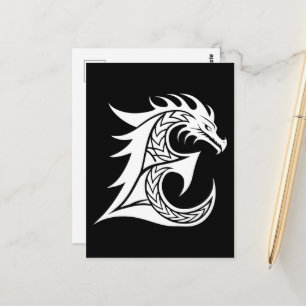 Dragon Styled Letter E, Dragon Alphabet, Monogramm Postkarte