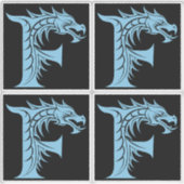Dragon Styled Letter F, Dragon Alphabet, Monogram Aufkleber (Vorderseite)