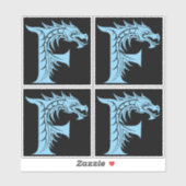 Dragon Styled Letter F, Dragon Alphabet, Monogram Aufkleber (Blatt)