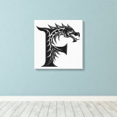 Dragon Styled Letter F, Dragon Alphabet, Monogram Leinwanddruck (Insitu (Holzboden))