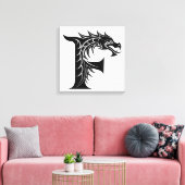 Dragon Styled Letter F, Dragon Alphabet, Monogram Leinwanddruck (Insitu (Wohnzimmer))