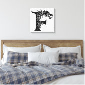 Dragon Styled Letter F, Dragon Alphabet, Monogram Leinwanddruck (Insitu (Schlafzimmer))