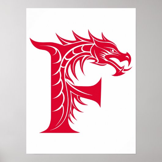 Dragon Styled Letter F, Dragon Alphabet, Monogram Poster (Vorne)