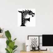 Dragon Styled Letter F, Dragon Alphabet, Monogram Poster (Heimbüro)