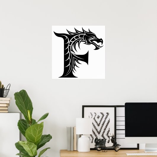Dragon Styled Letter F, Dragon Alphabet, Monogram Poster (Heimbüro)