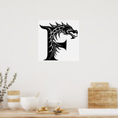Dragon Styled Letter F, Dragon Alphabet, Monogram Poster (Küche)
