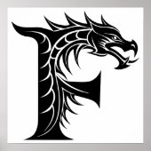 Dragon Styled Letter F, Dragon Alphabet, Monogram Poster (Vorne)
