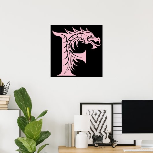 Dragon Styled Letter F, Dragon Alphabet, Monogram Poster (Heimbüro)