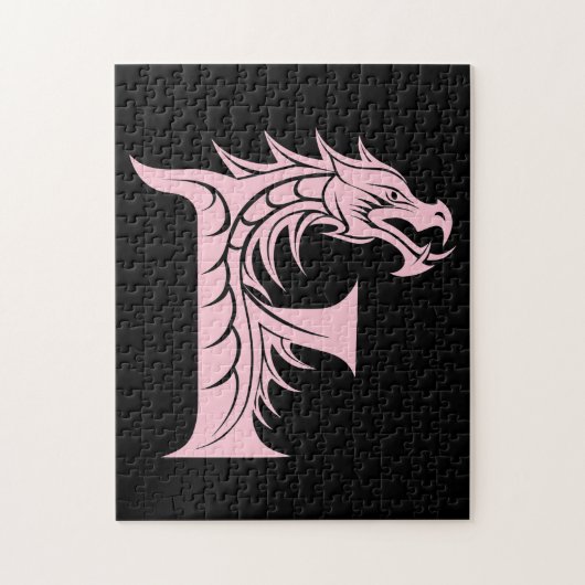 Dragon Styled Letter F, Dragon Alphabet, Monogram Puzzle (Vertikal)