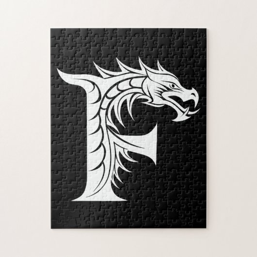 Dragon Styled Letter F, Dragon Alphabet, Monogram Puzzle (Vertikal)
