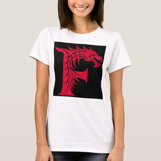 Dragon Styled Letter F, Dragon Alphabet, Monogram T-Shirt (Vorderseite)