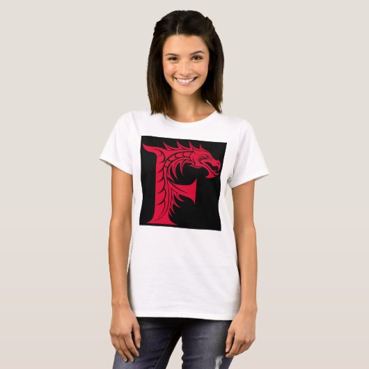 Dragon Styled Letter F, Dragon Alphabet, Monogram T-Shirt (Vorne ganz)