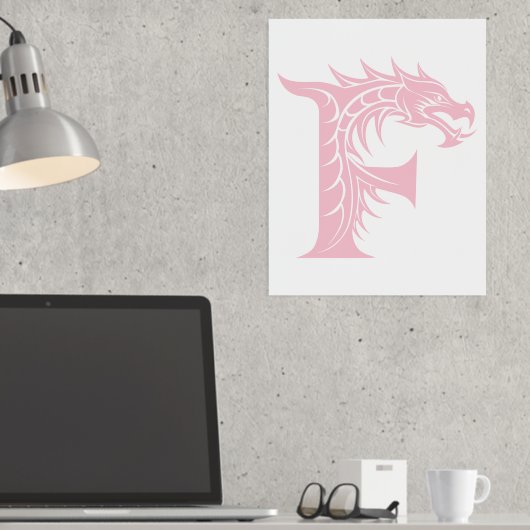 Dragon Styled Letter F, Dragon Alphabet, Monogramm Foliendrucke (In Situ (Schreibtisch))