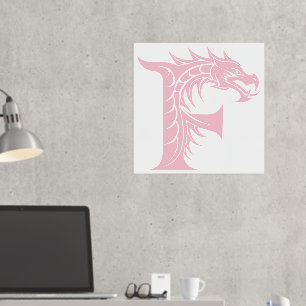 Dragon Styled Letter F, Dragon Alphabet, Monogramm Foliendrucke