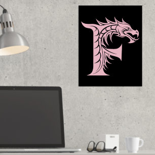 Dragon Styled Letter F, Dragon Alphabet, Monogramm Foliendrucke