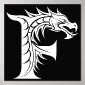 Dragon Styled Letter F, Dragon Alphabet, Monogramm Foliendrucke (Vorderseite)