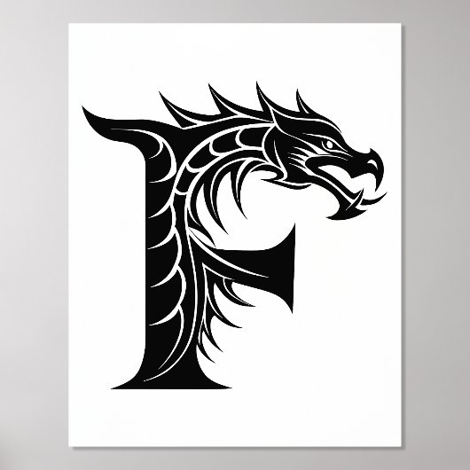 Dragon Styled Letter F, Dragon Alphabet, Monogramm Foliendrucke (Vorderseite)