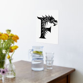 Dragon Styled Letter F, Dragon Alphabet, Monogramm Foliendrucke (Ablage(Küche))