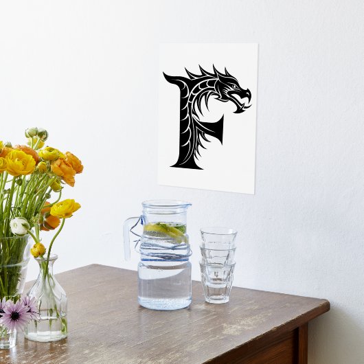 Dragon Styled Letter F, Dragon Alphabet, Monogramm Foliendrucke (Ablage(Küche))