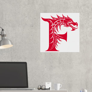 Dragon Styled Letter F, Dragon Alphabet, Monogramm Foliendrucke