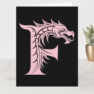 Dragon Styled Letter F, Dragon Alphabet, Monogramm Karte