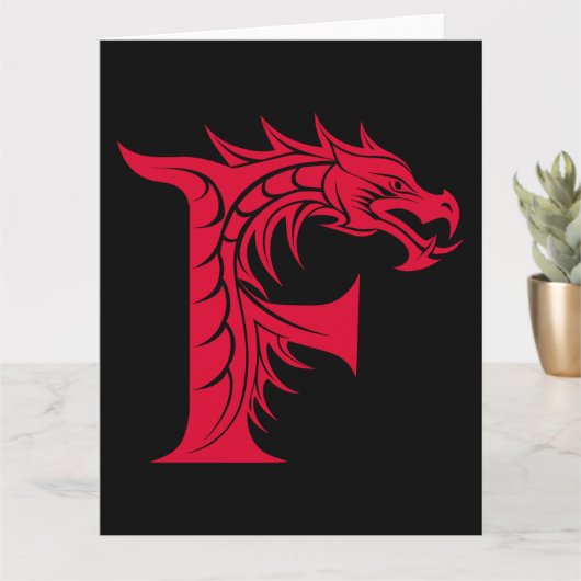 Dragon Styled Letter F, Dragon Alphabet, Monogramm Karte (Kleine Pflanze)
