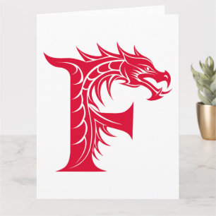 Dragon Styled Letter F, Dragon Alphabet, Monogramm Karte