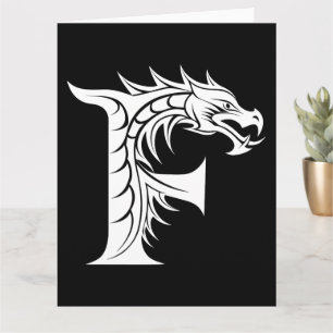 Dragon Styled Letter F, Dragon Alphabet, Monogramm Karte
