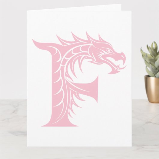 Dragon Styled Letter F, Dragon Alphabet, Monogramm Karte (Kleine Pflanze)