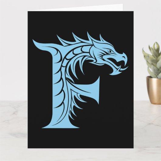 Dragon Styled Letter F, Dragon Alphabet, Monogramm Karte (Kleine Pflanze)