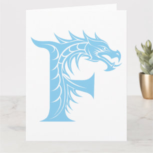 Dragon Styled Letter F, Dragon Alphabet, Monogramm Karte