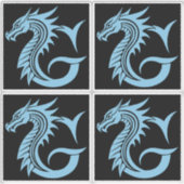 Dragon Styled Letter G, Dragon Alphabet, Monogram Aufkleber (Vorderseite)