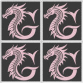 Dragon Styled Letter G, Dragon Alphabet, Monogram Aufkleber (Vorderseite)