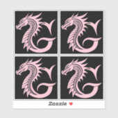 Dragon Styled Letter G, Dragon Alphabet, Monogram Aufkleber (Blatt)