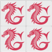 Dragon Styled Letter G, Dragon Alphabet, Monogram Aufkleber (Vorderseite)
